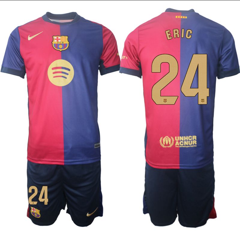 Men 2024-2025 Club Barcelona home Red blue #24 Soccer Jersey